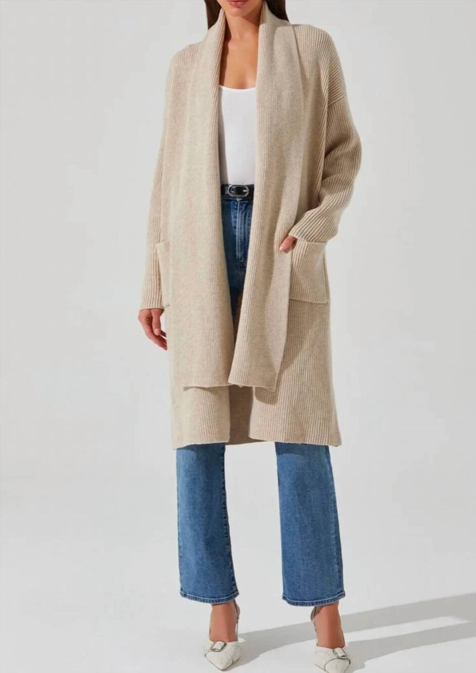 NEW ASTR noemi open front cardigan in cream